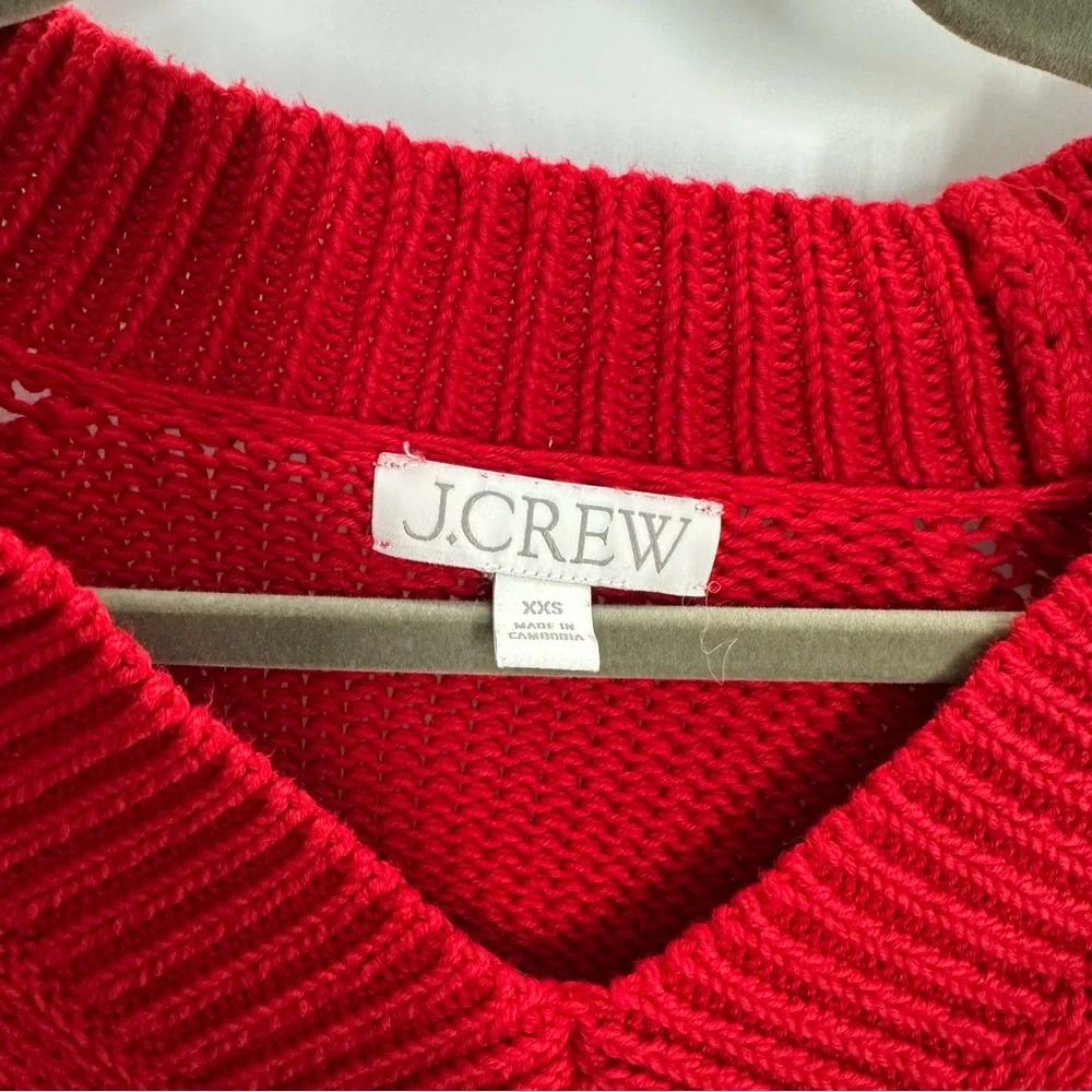 J. Crew Relaxed V Neck Red Sweater - Picture 3 of 5